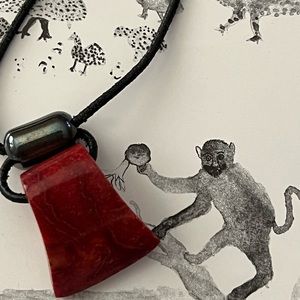 NEW Red Coral & Hematite necklace